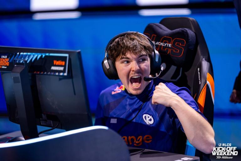 Karmine Corp Star Vatira yells in celebration at the Kick-Off Weekend LAN back in Copenhagen at the beginning of the year.